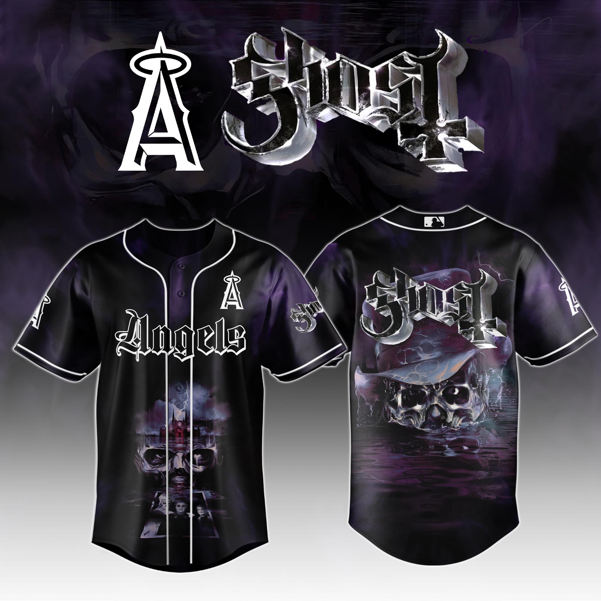 Los Angeles Angels MLB x GHOST Skeletour World Tour Personalized Baseball Jersey For Fans