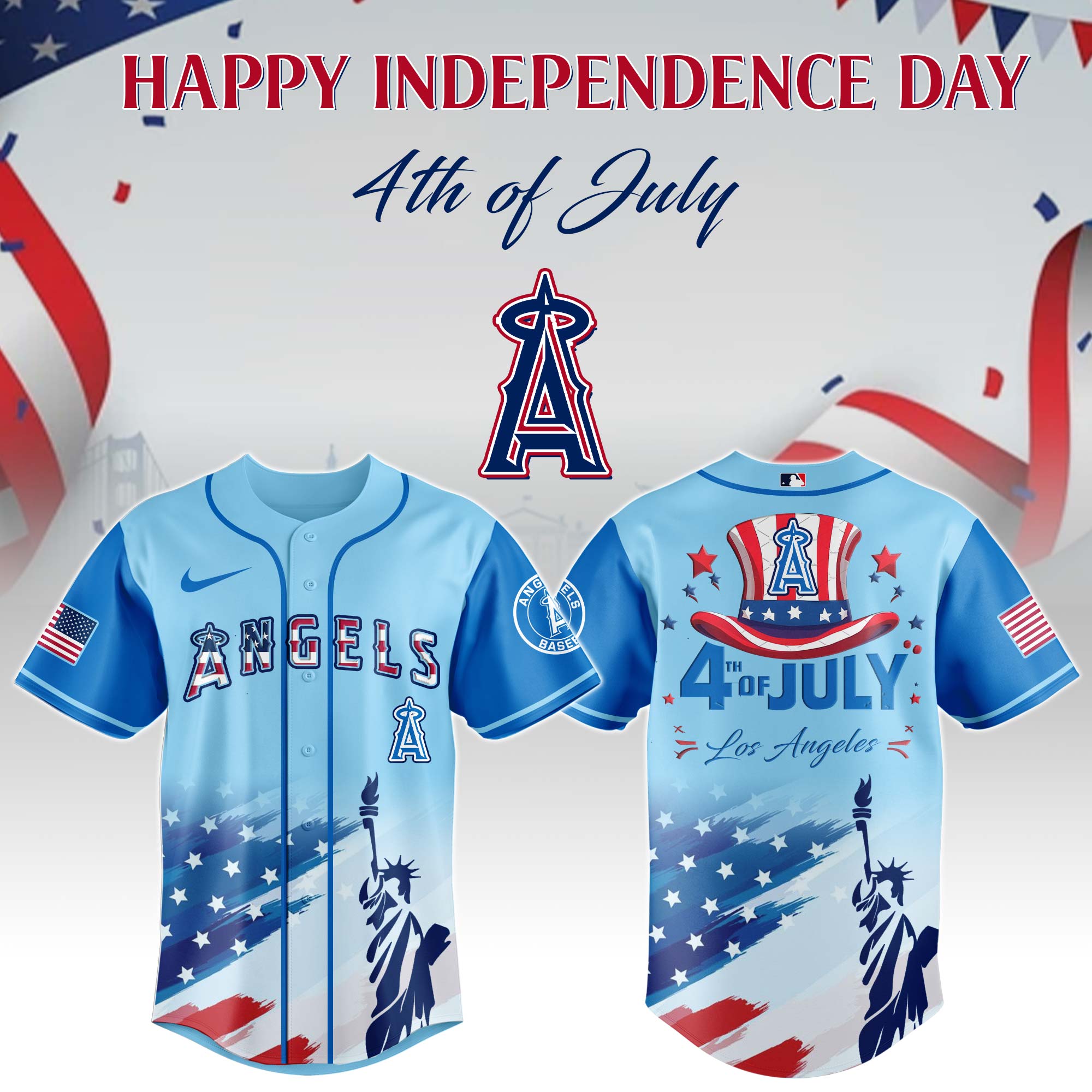 Los Angeles Angels MLB X Independence Day Personalized Baseball Jersey For Fans