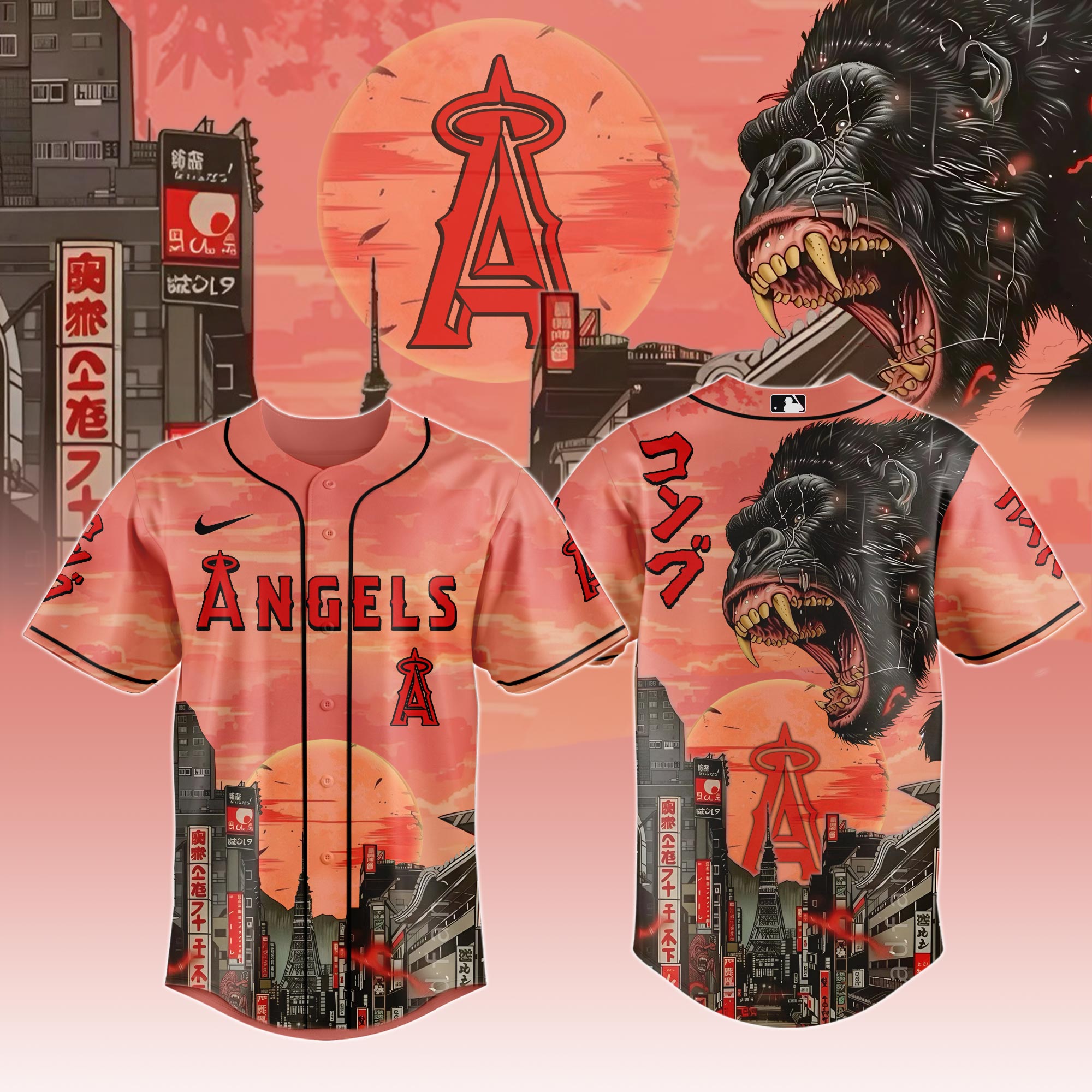 Los Angeles Angels MLB x Japanese Heritage Kong Personalized Baseball Jersey For Fans
