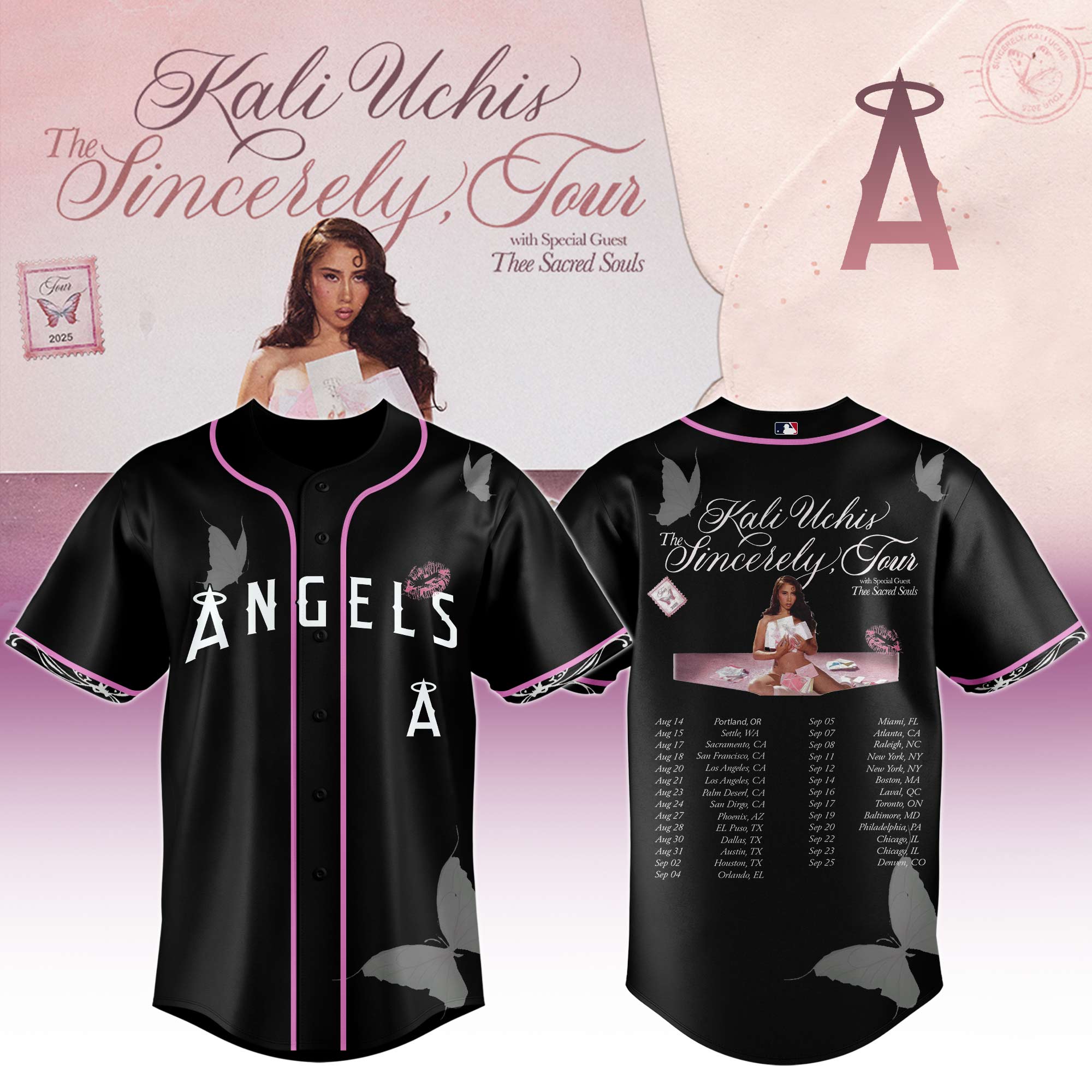 Los Angeles Angels MLB x Kali Uchis The Sincerely Tour Personalized Baseball Jersey For Fans
