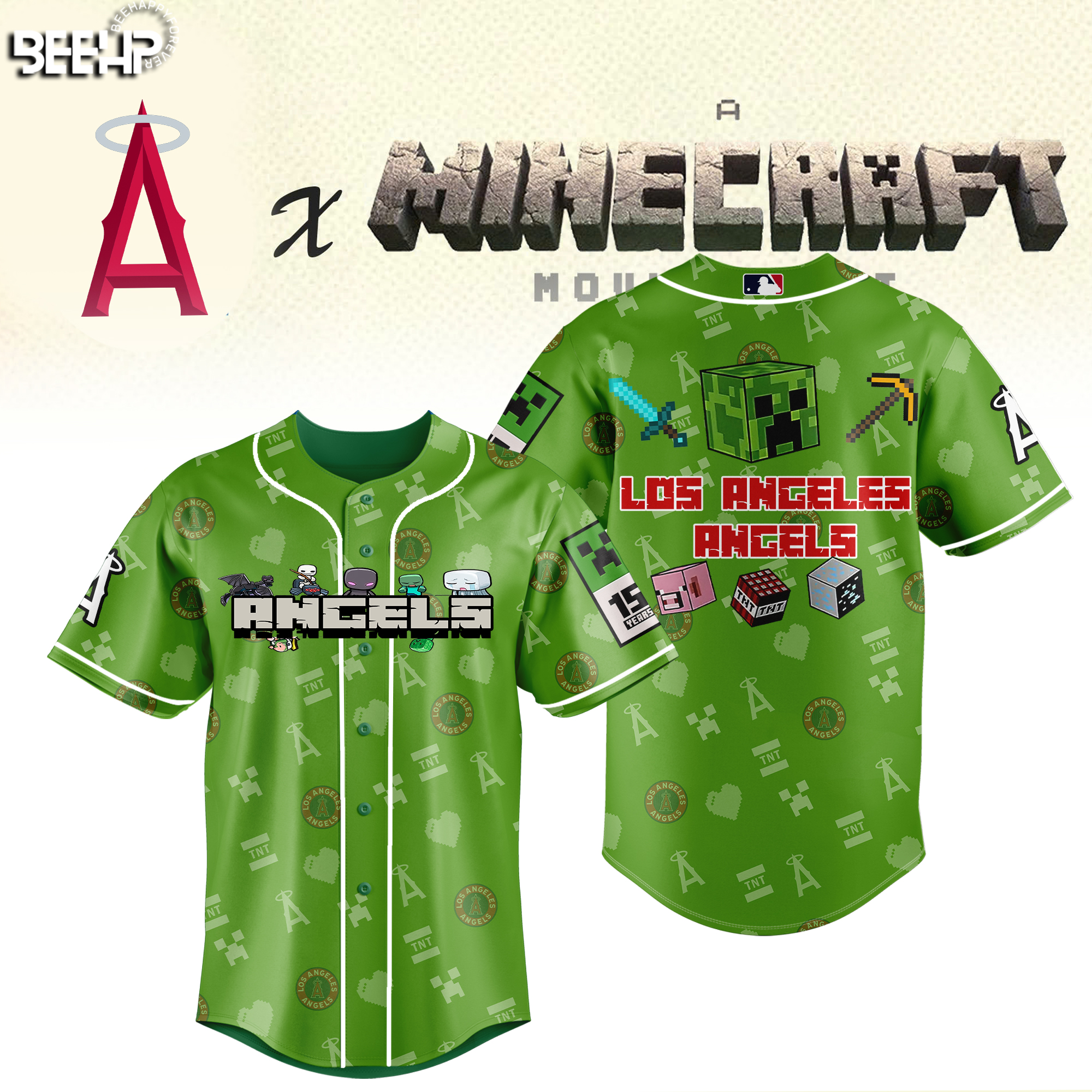 Los Angeles Angels MLB x Minecraft Personalized Baseball Jersey For Fan