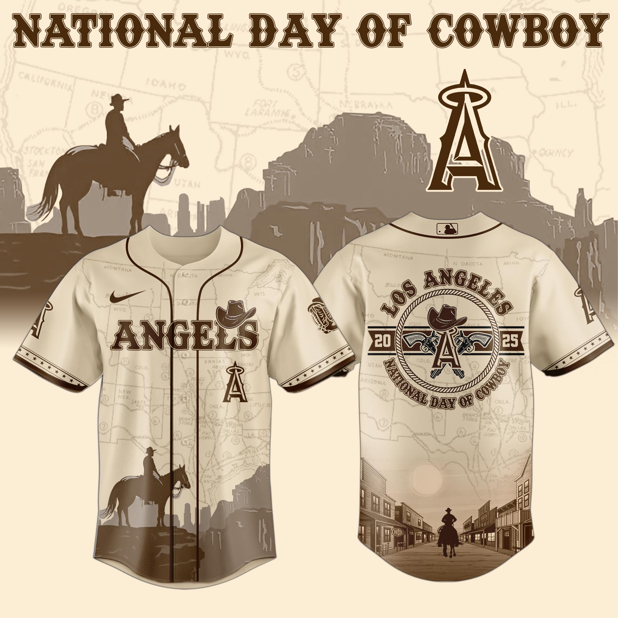 Los Angeles Angels MLB x National Day Of Cowboy Personalized Baseball Jersey For Fans