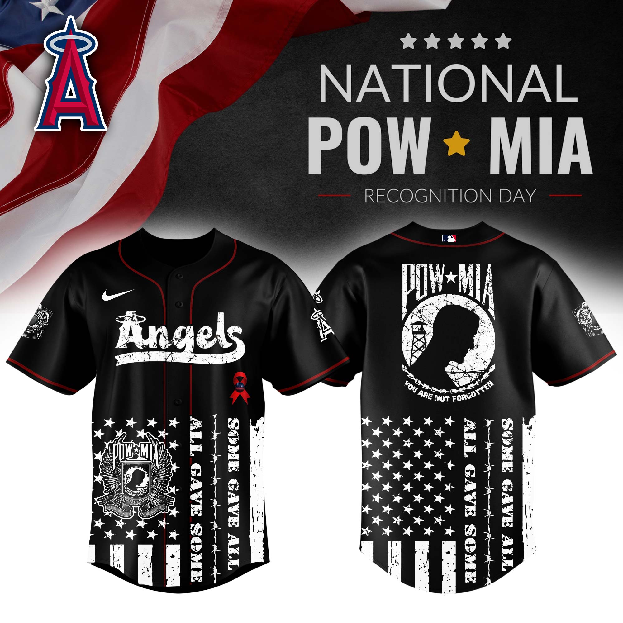 Los Angeles Angels MLB x National POW/MIA Recognition Day Personalized Baseball Jersey For Fans