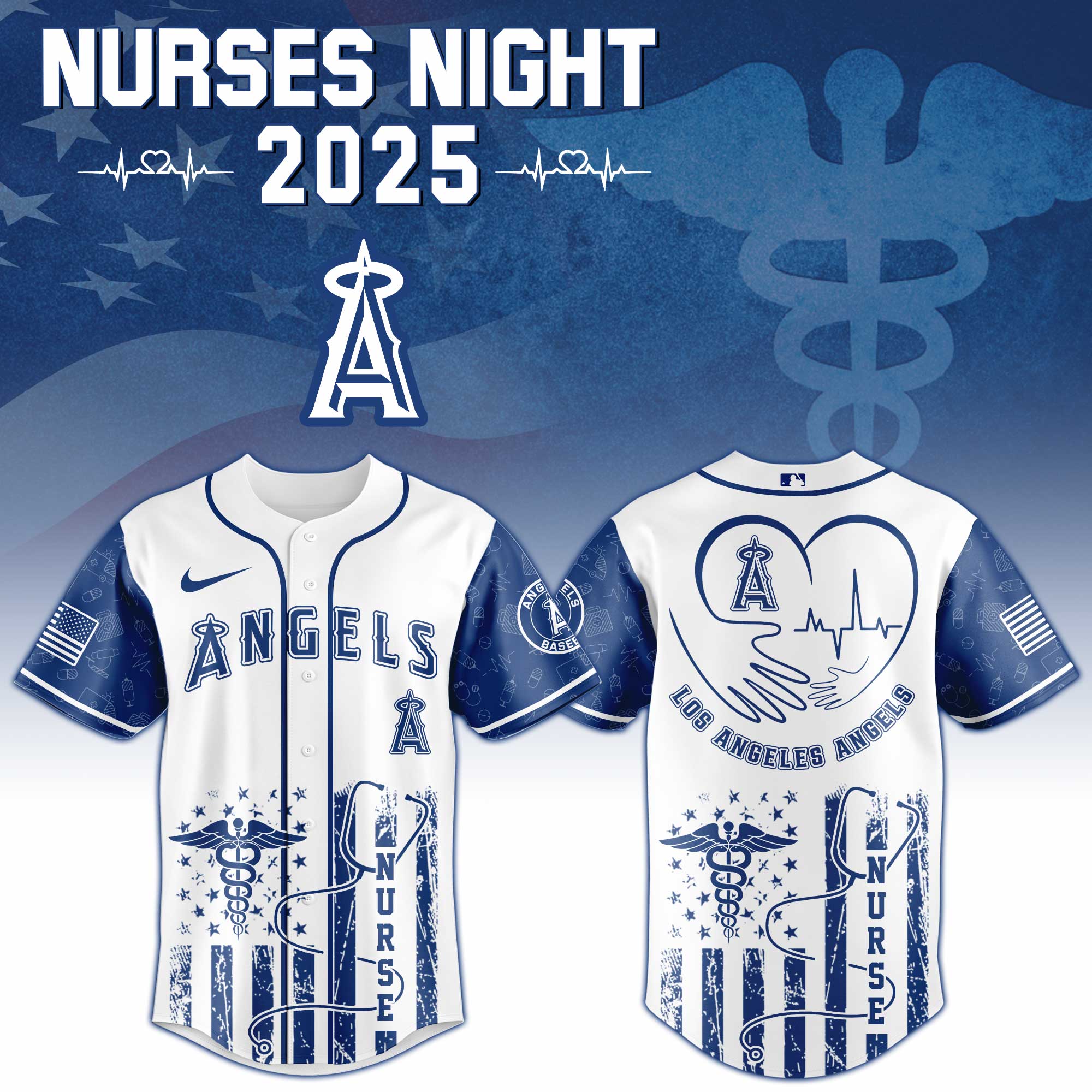 Los Angeles Angels MLB x Nurses Personalized Baseball Jersey For Fans