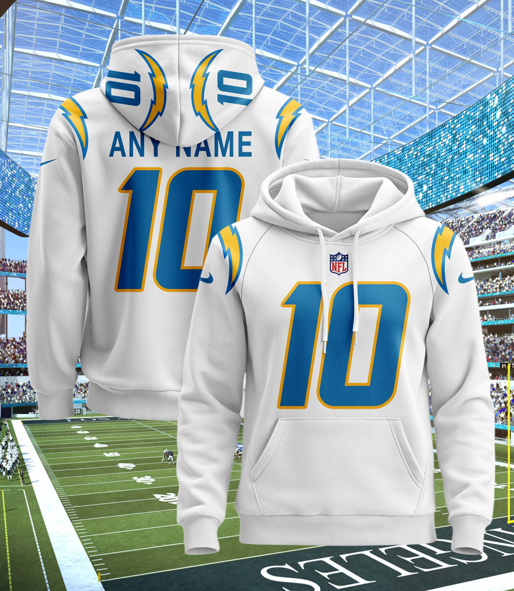 Los Angeles Chargers Custom Name And Number 3D Hoodie Version 182