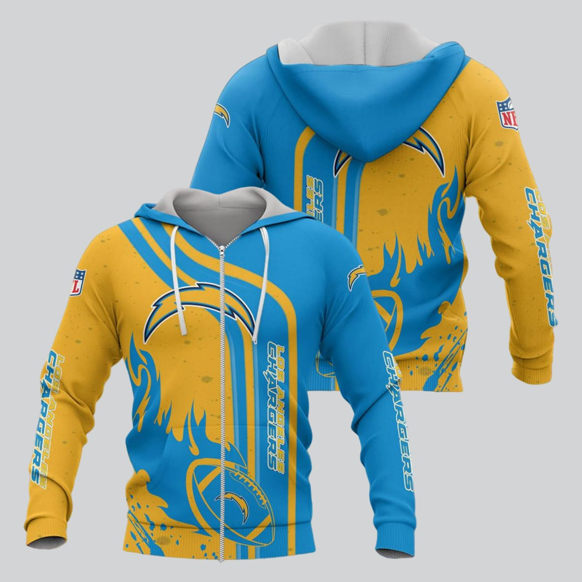 Los Angeles Chargers Football Personalized 3D printed Sweatshirt Hoodie Zipped Hoodie