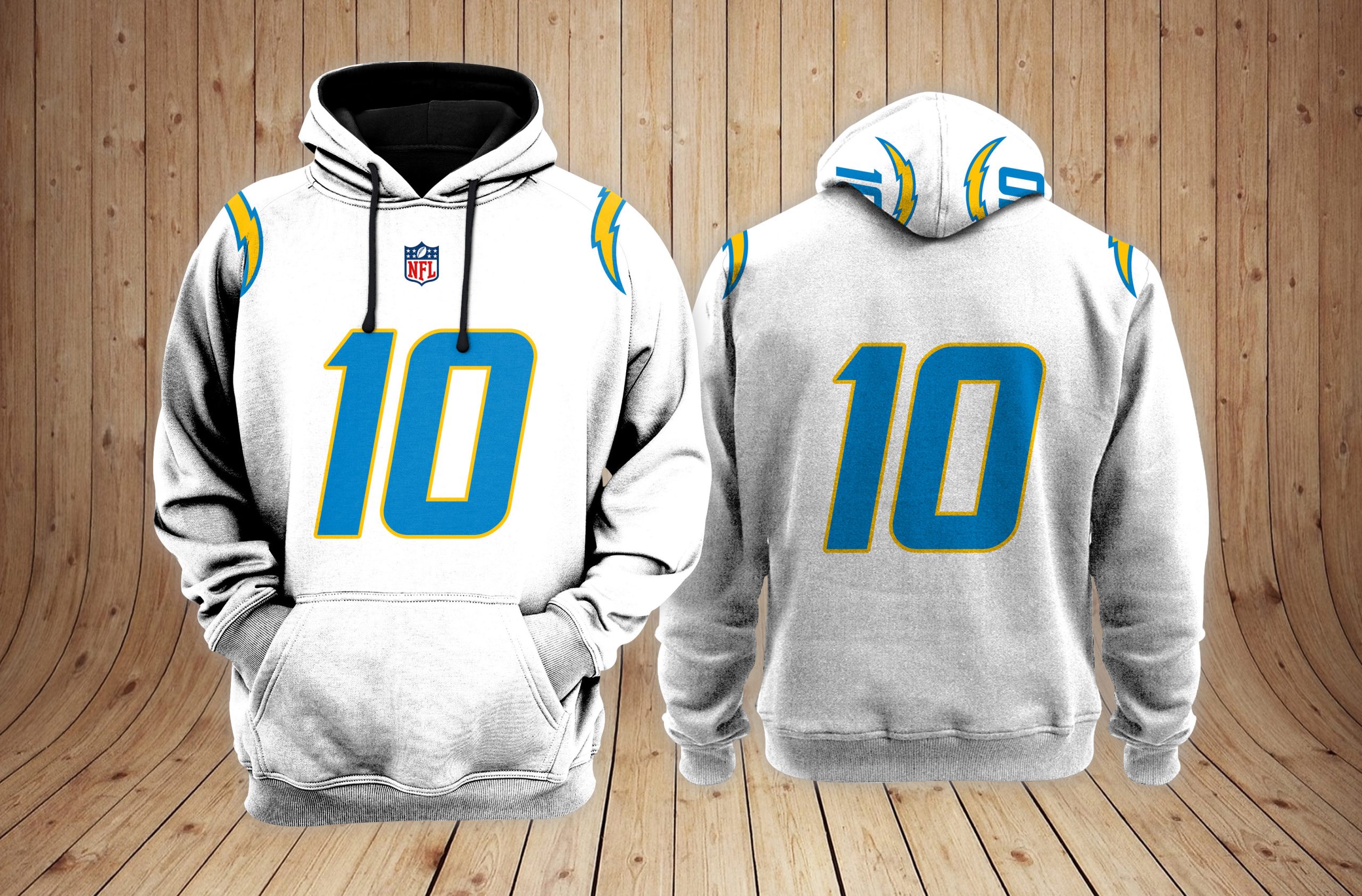 Los Angeles Chargers Personalized Name And Number NFL 3D Hoodie Version 67