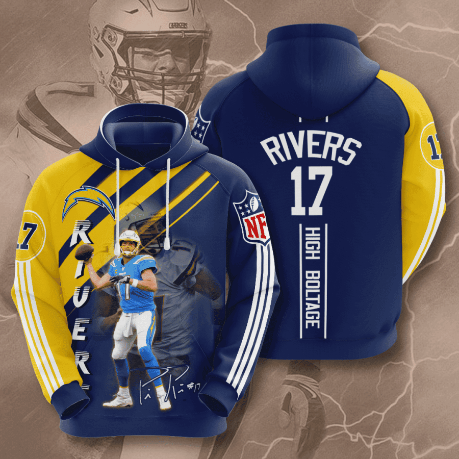 Los Angeles Chargers Philip Rivers Hoodie  Zip Hoodie Version 481