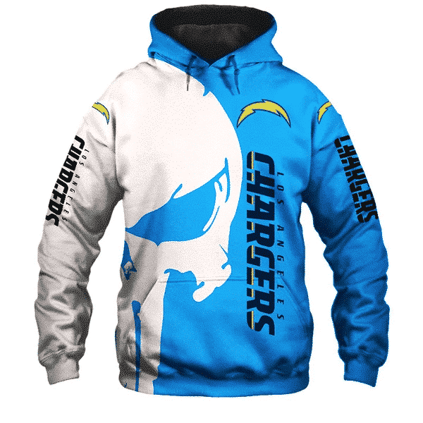 Los Angeles Chargers Punisher NFL Unisex All Over Print 3D Hoodie