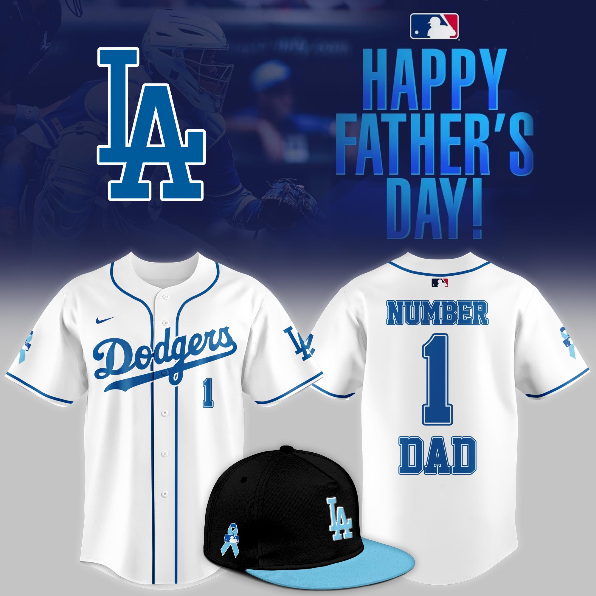 Los Angeles Dodgers 2025 Fathers Day Number 1 Dad Jersey Gift Ideas For Baseball Players