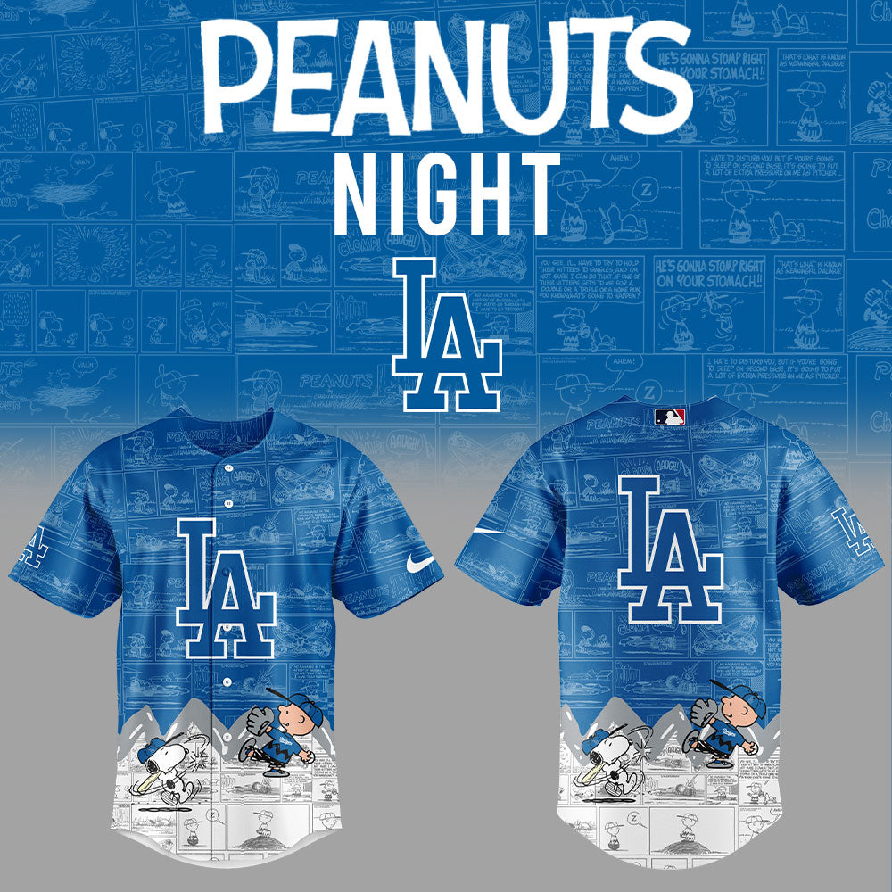 Los Angeles Dodgers 75th Anniversary Of Peanuts Personalized New Baseball Jersey For Fan