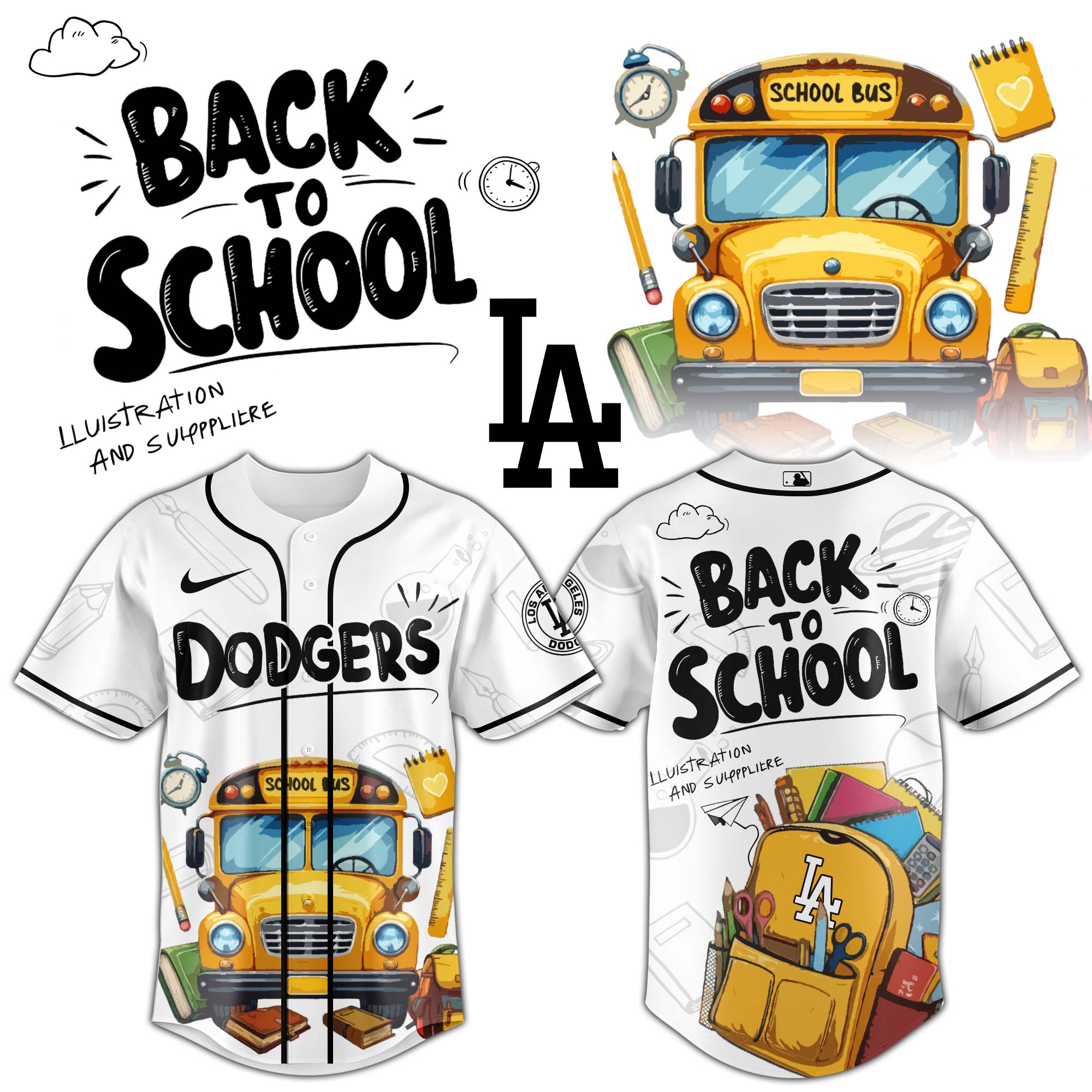 Los Angeles Dodgers MLB x Back To School Personalized Baseball Jersey For Fans
