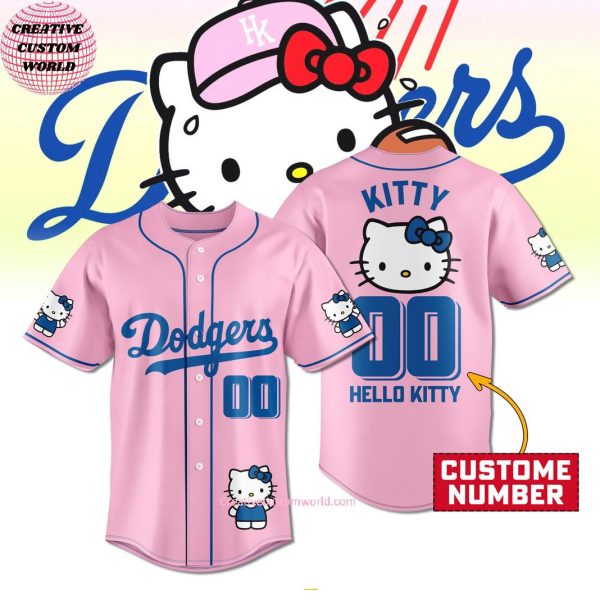 Los Angeles Dodgers MLB x Hello Kitty Champions 2024 Custom Number Baseball Jersey