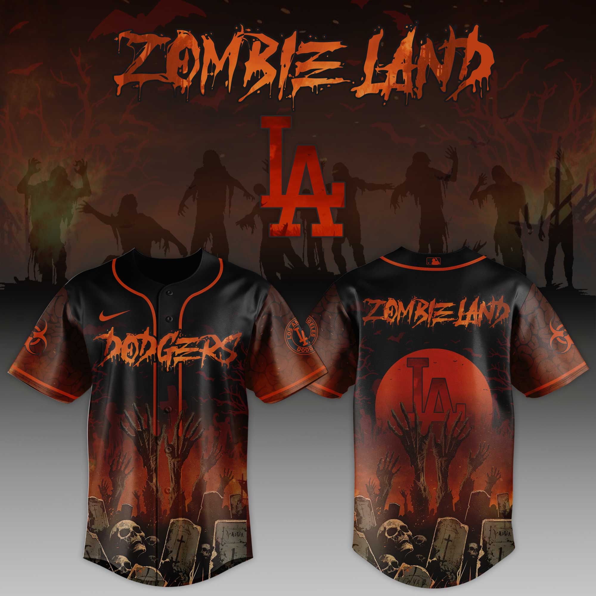 Los Angeles Dodgers MLB x Zombie Land Personalized Baseball Jersey For Fans