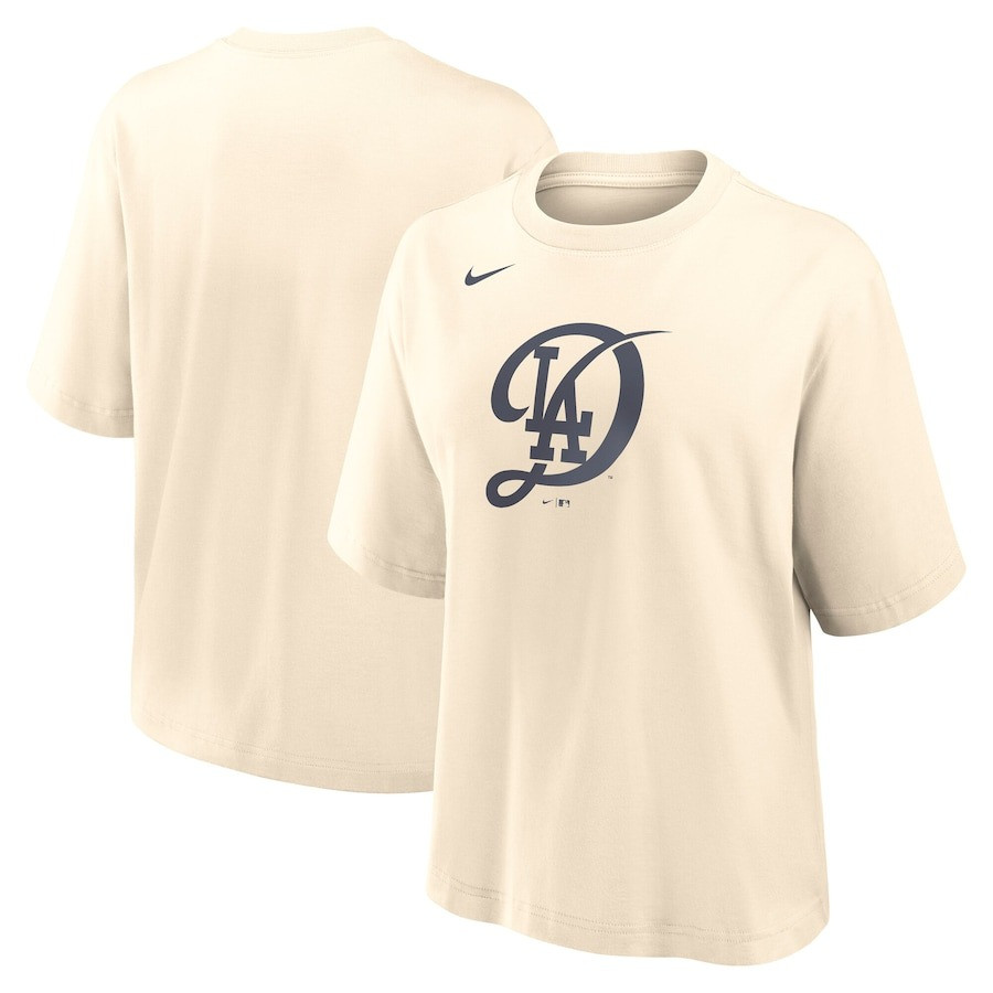 Los Angeles Dodgers Natural City Connect Logo Boxy T-Shirt Womenâ€™s Fan Gifts For Her