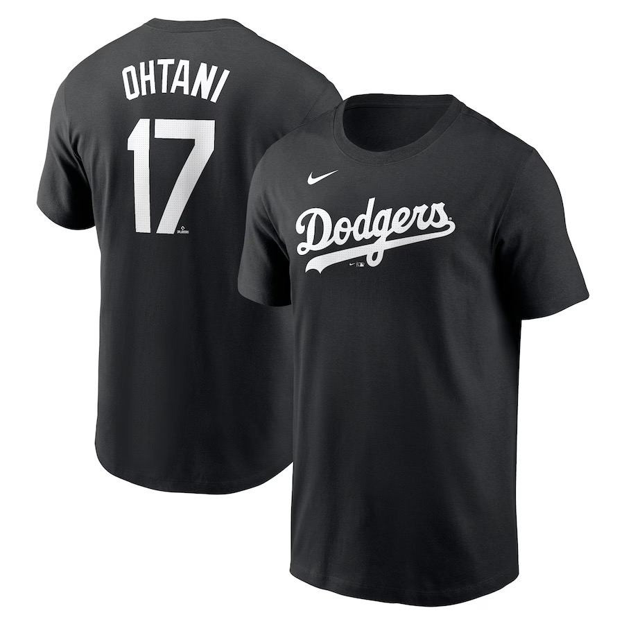 Los Angeles Dodgers Shohei Ohtani Black T-Shirt Baseball Team Gift Ideas