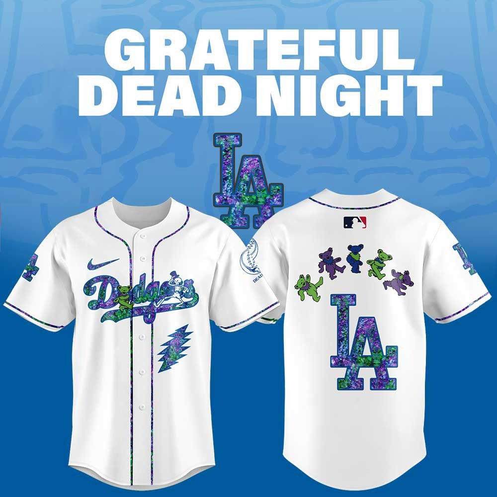 Los Angeles Dodgers x Grateful Dead Night Jersey Baseball Best Gifts For Dodgers Fans