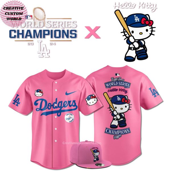 Los Angeles Dodgers x Hello Kitty Eight Times World Series 2024 Baseball Jersey â€“ Pink