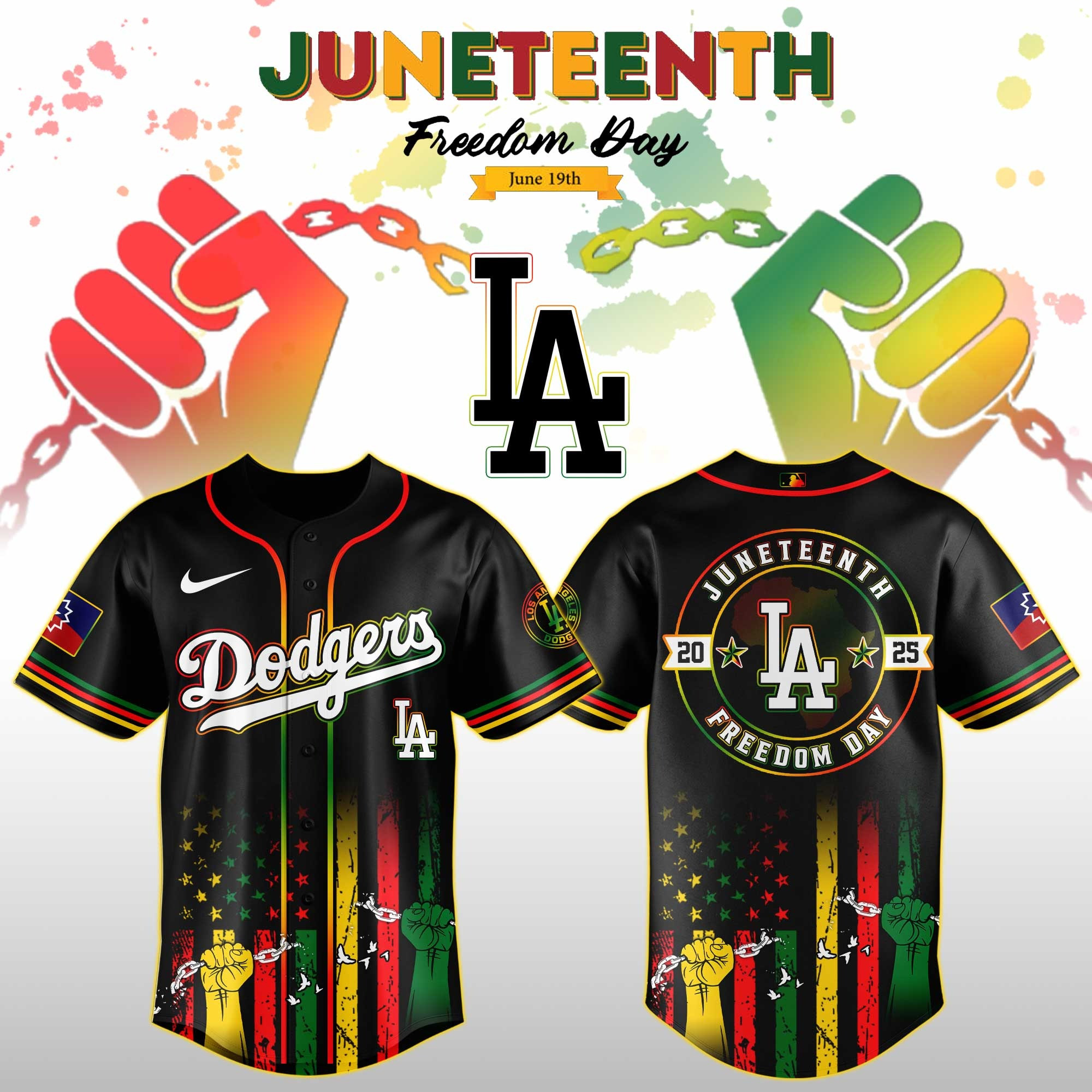 Los Angeles Dodgers X Juneteenth Freedom Day Jersey MLB Merch Best Gifts For Baseball Fans
