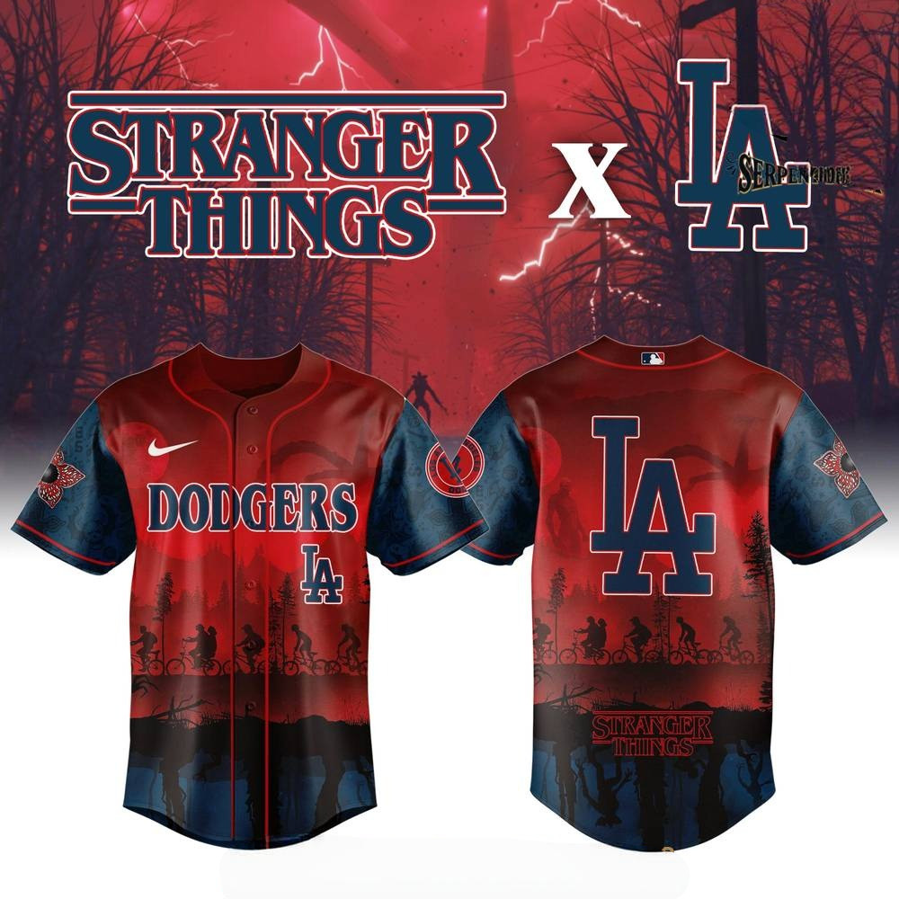 Los Angeles Dodgers x Stranger Things Night Game Baseball Jersey Gifts For Him