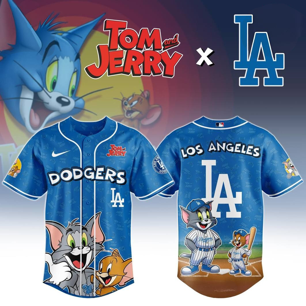 Los Angeles Dodgers x Tom And Jerry Special Baseball Jersey Cool Baseball Gifts