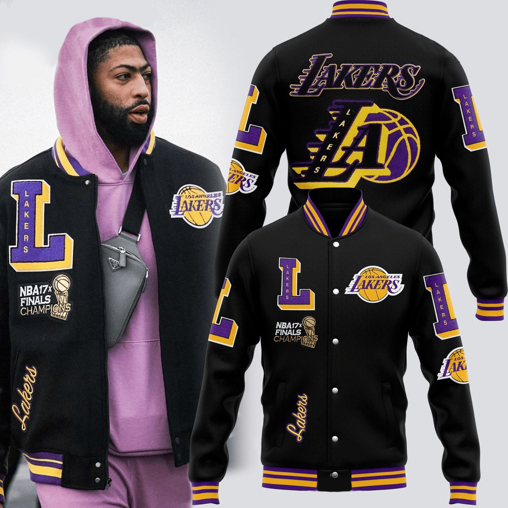 Los Angeles Lakers NBA 17x Champions Varsity Jacket Los Angeles Lakers Merch Husband Gifts