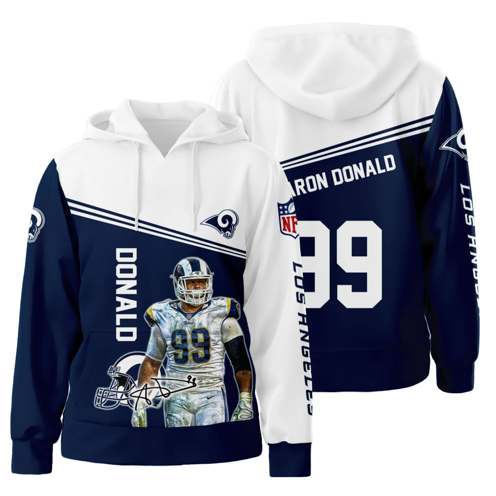 Los Angeles Rams Aaron Donald 3D All Over Print Hoodie Zip-Up Hoodie