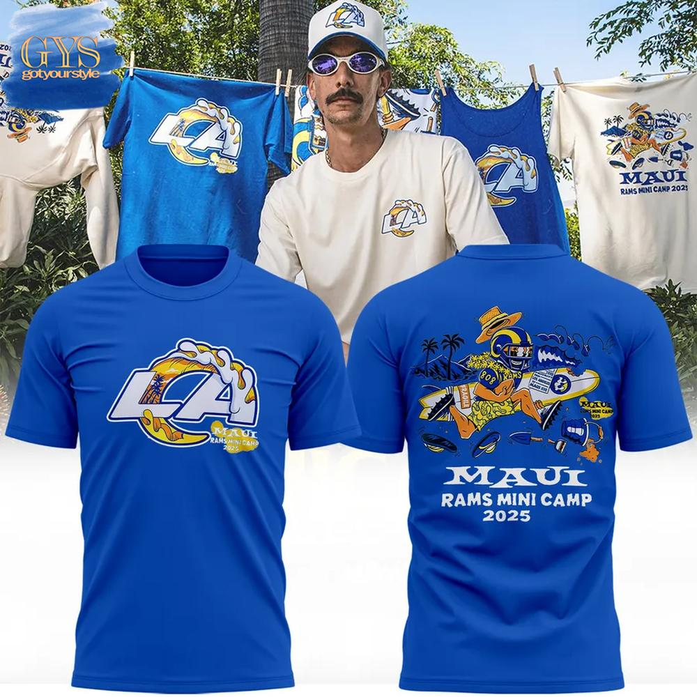 Los Angeles Rams Iconic Wave Artwork Wailea Village T-Shirt Premium Merchandises