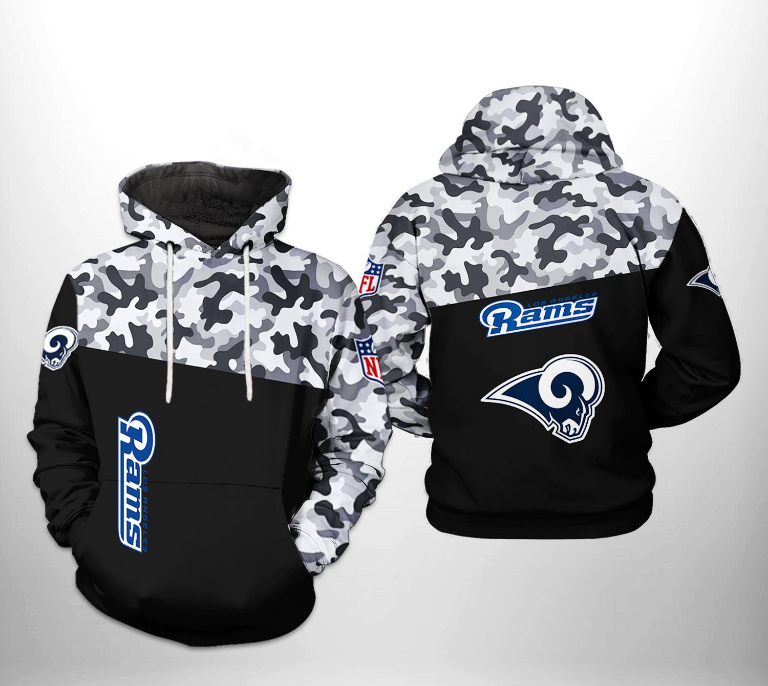 Los Angeles Rams NFL Camo Veteran Team Hoodie Zip Hoodie