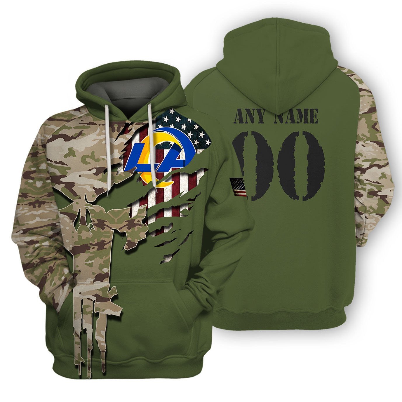 Los Angeles Rams Special Camo Design 3D printed Sweatshirt Hoodie Zipped Hoodie