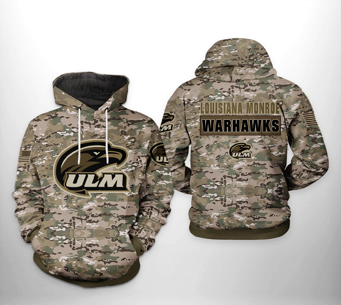Louisiana Monroe Warhawks NCAA Camo Veteran Hoodie  Zip Hoodie