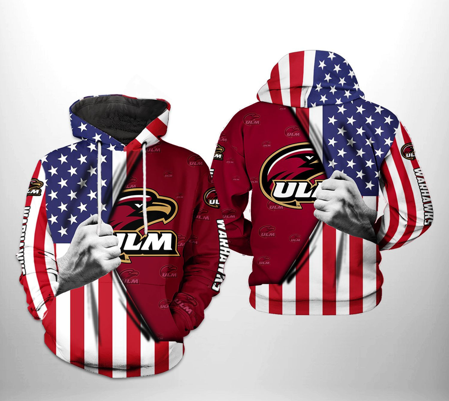 Louisiana Monroe Warhawks NCAA US Flag Hoodie  Zip Hoodie Version 535