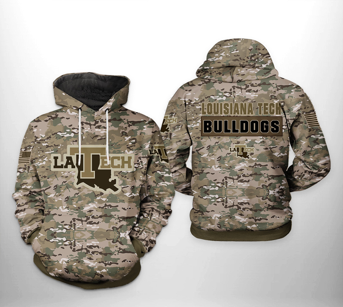 Louisiana Tech Bulldogs NCAA Camo Veteran Hoodie  Zip Hoodie