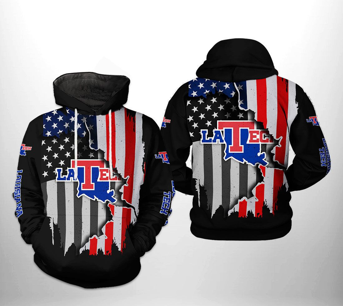 Louisiana Tech Bulldogs NCAA US Flag Hoodie  Zip Hoodie Version 532