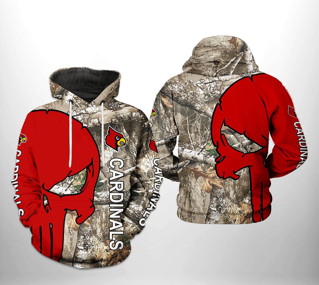 Louisville Cardinals NCAA Camo Veteran Hunting Hoodie  Zip Hoodie