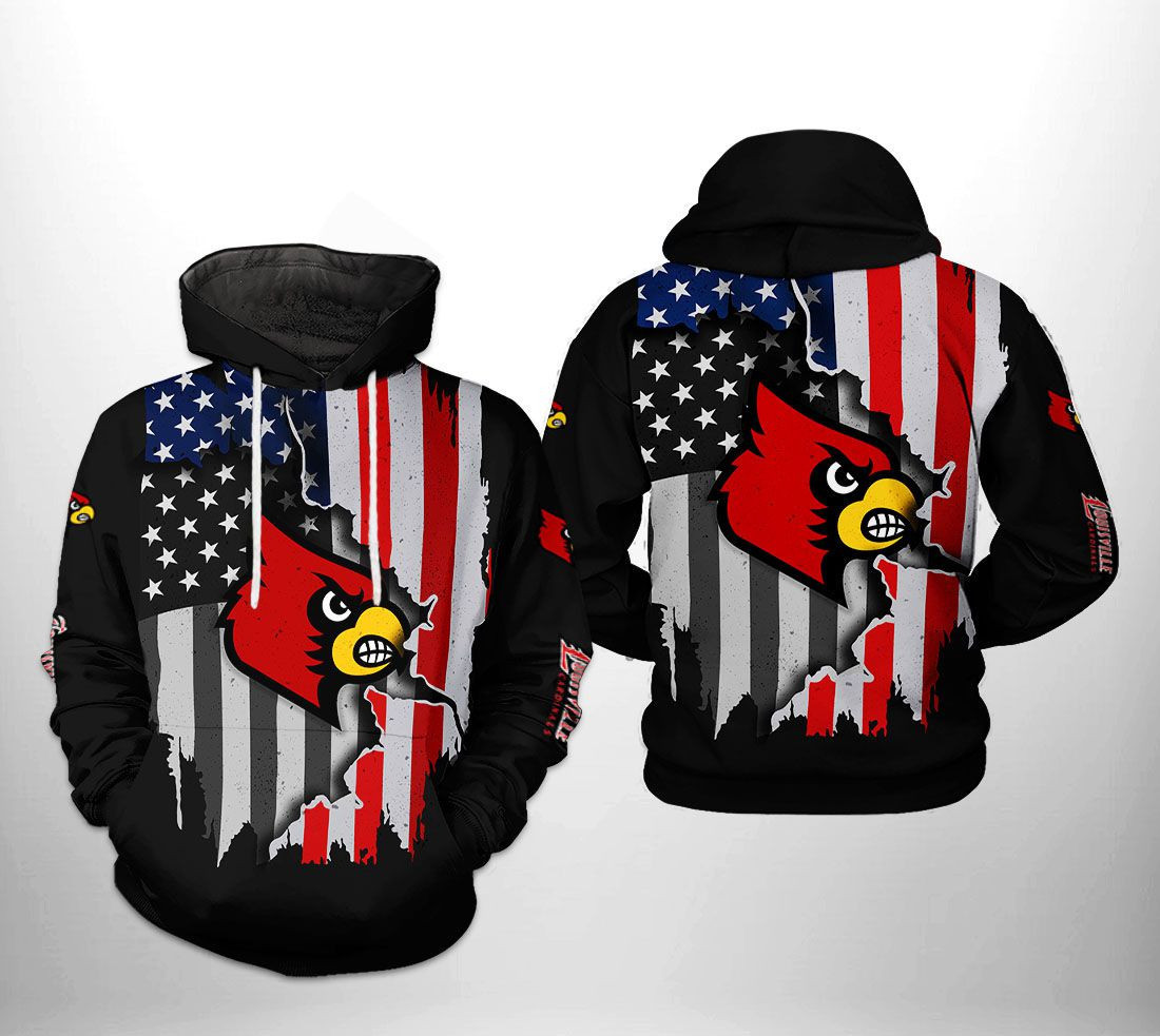 Louisville Cardinals NCAA US Flag Hoodie  Zip Hoodie Version 388