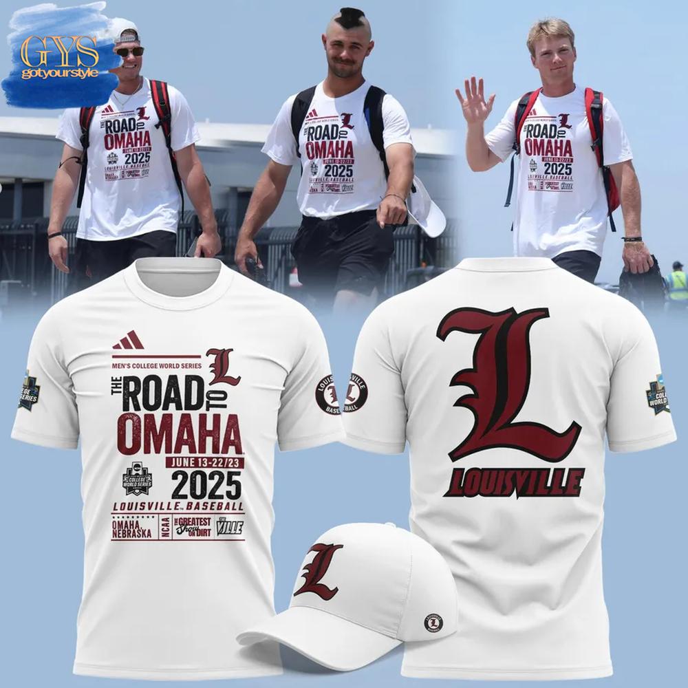 Louisville Cardinals Road To Omaha White Shirt Premium Merchandises