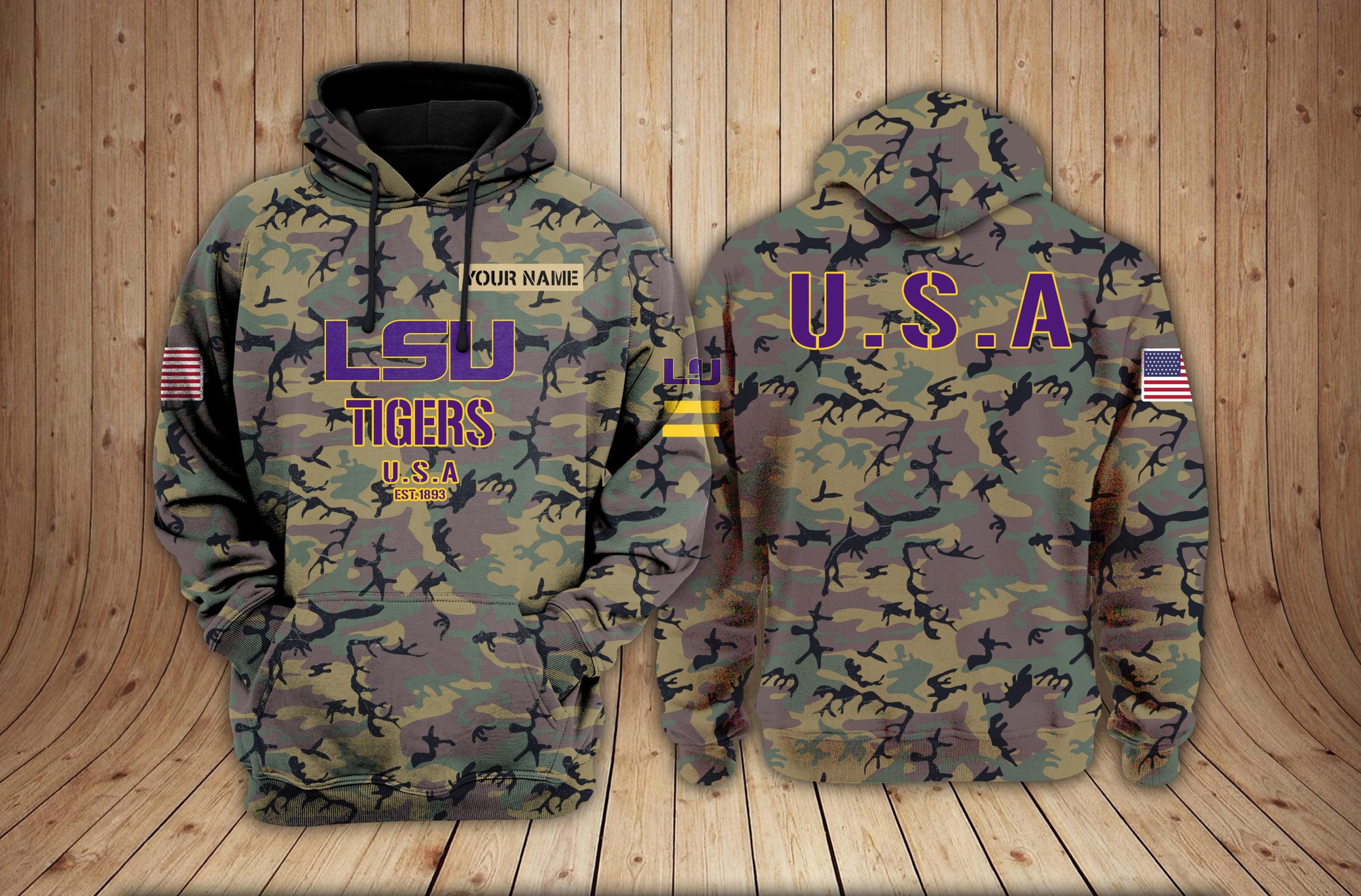 LSU Tigers football Camouflage 3D Hoodie NCAA