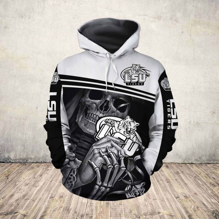 Lsu Tigers Ncaa Skull Hoodie  Zip Hoodie
