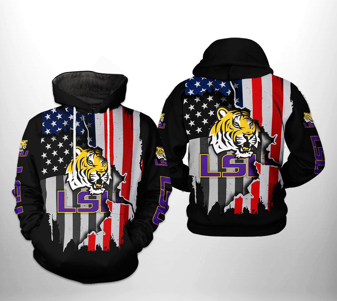 LSU Tigers NCAA US Flag Hoodie  Zip Hoodie Version 490