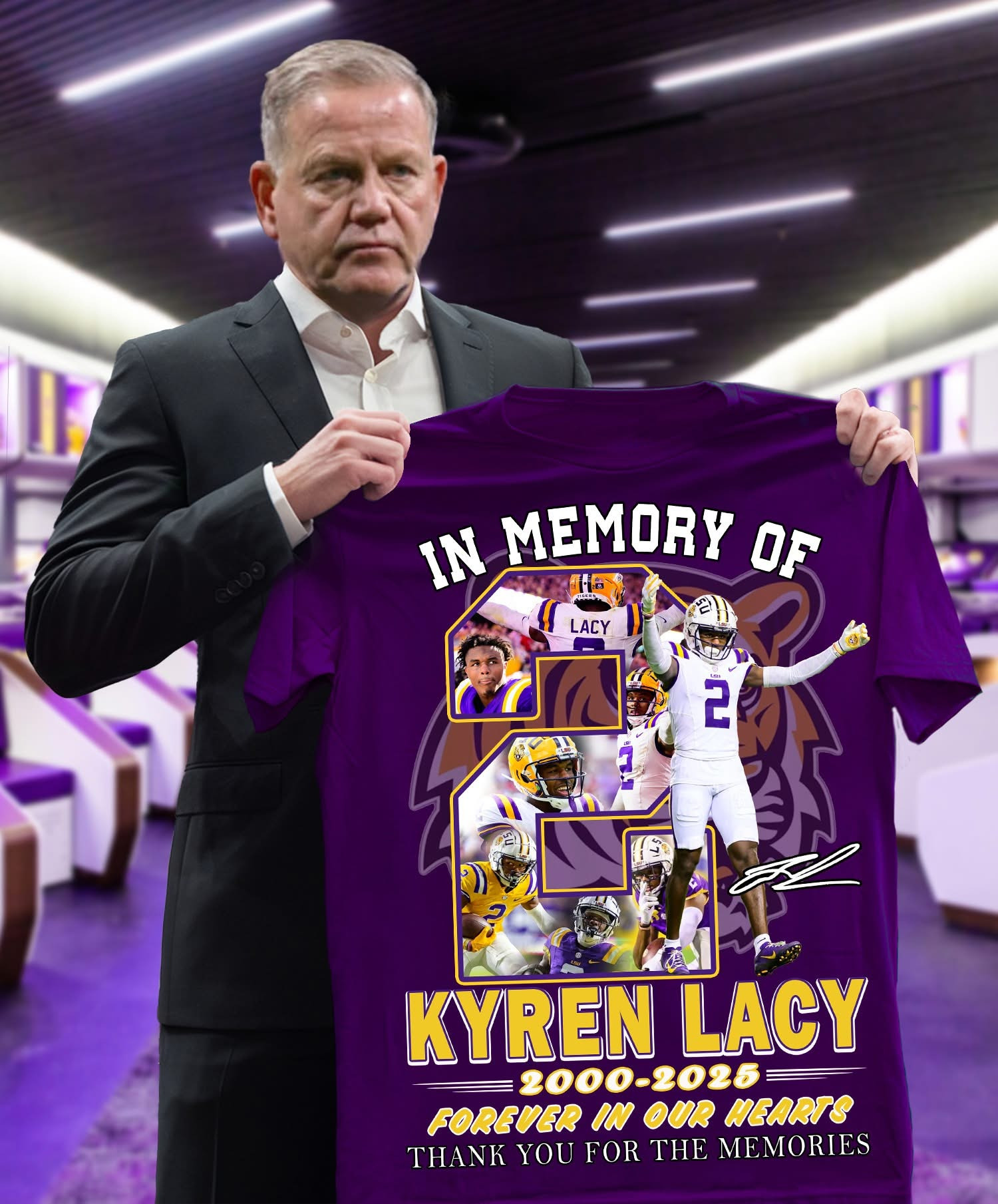 LSU Tigers Rip Kyren Lacy 2000-2025 Purple Shirt