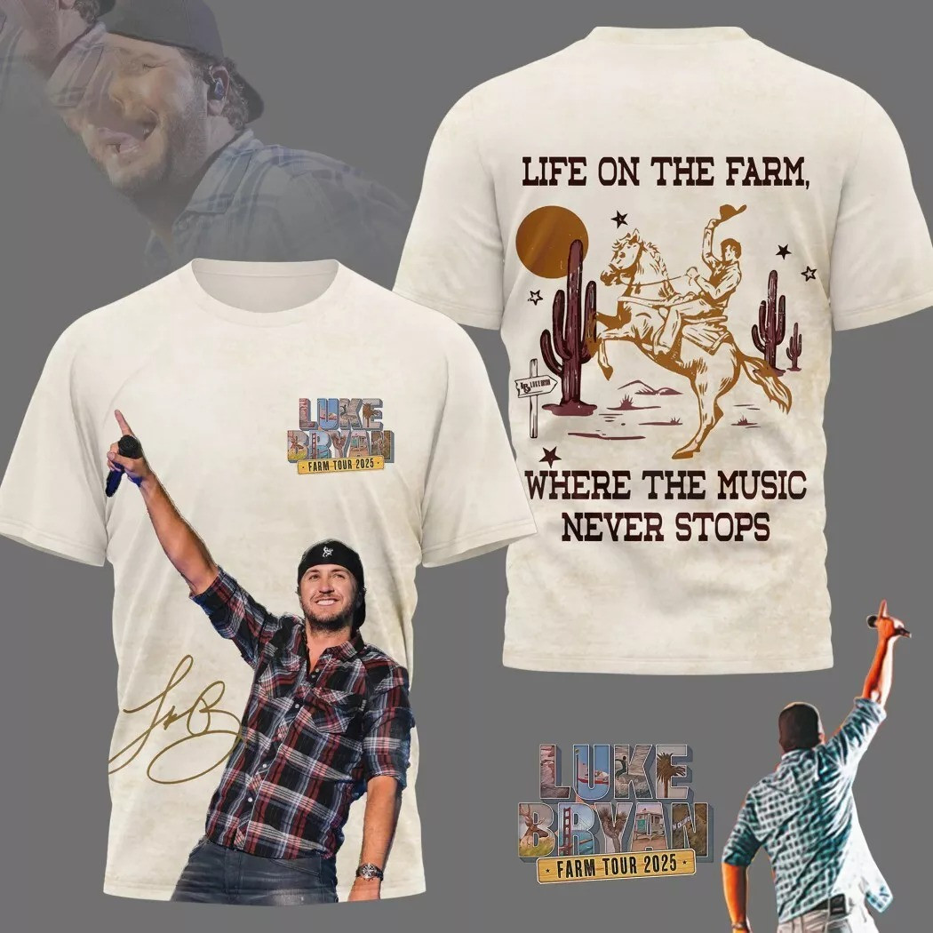 Luke Bryan Farm Tour 2025 3D T-Shirt For Fans Gifts For Husband