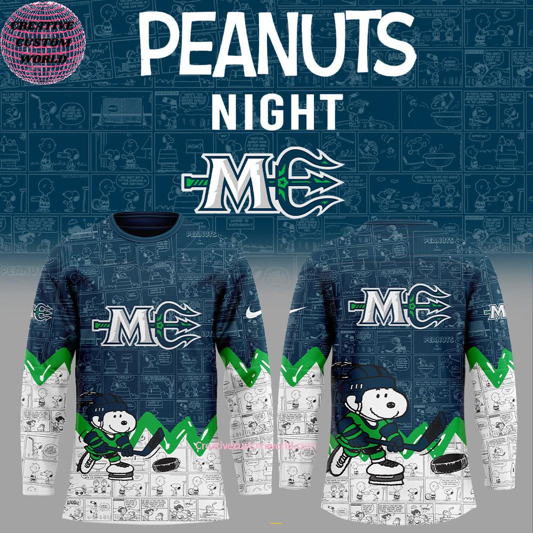 Maine Mariners Peanuts Night 2025 75th Anniversary Hockey Jersey
