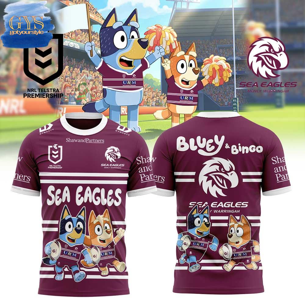 Manly Warringah Sea Eagles Bluey and Bingo Limited Edition T-Shirt Premium Merchandise