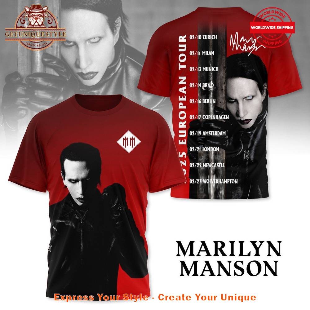 Marilyn Manson Europe Tour 2025 Limited Edition Shirt Gift For Sport Music Fans