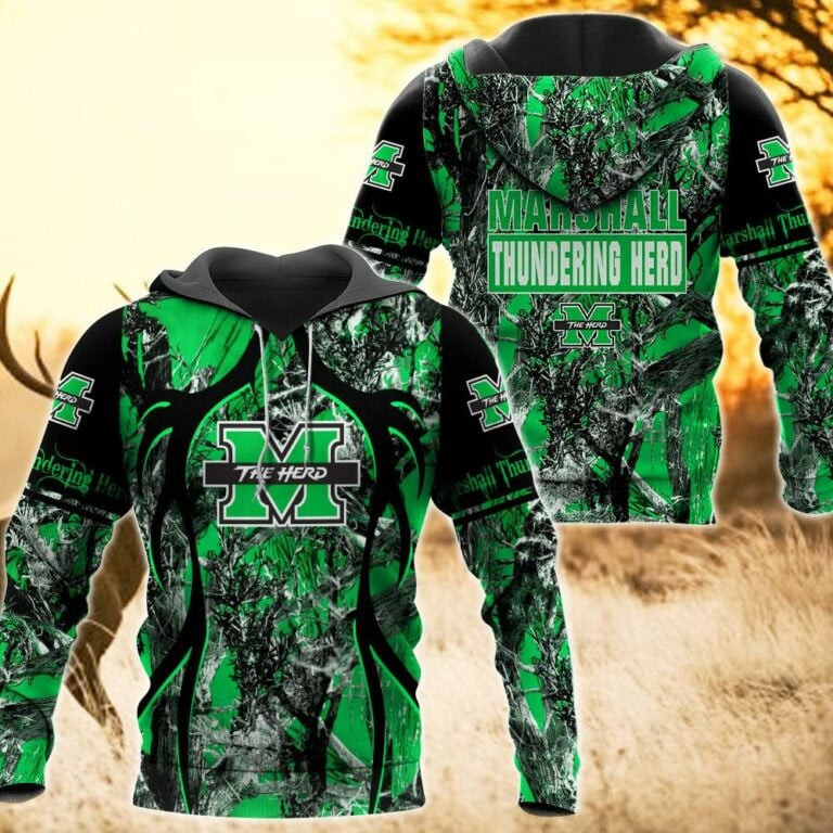 Marshall Thundering Herd Camo Hunting 3D printed Sweatshirt Hoodie Zipped Hoodie