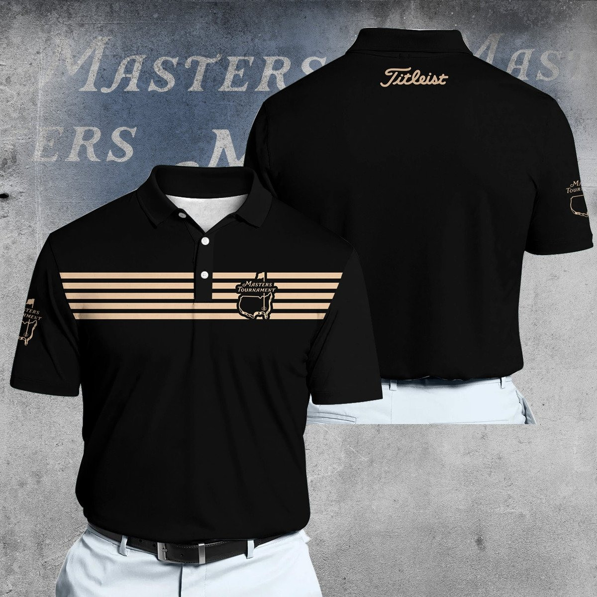 Masters Tour Black Dynamic Microfiber Men Polo Shirt Golf Gifts For Men