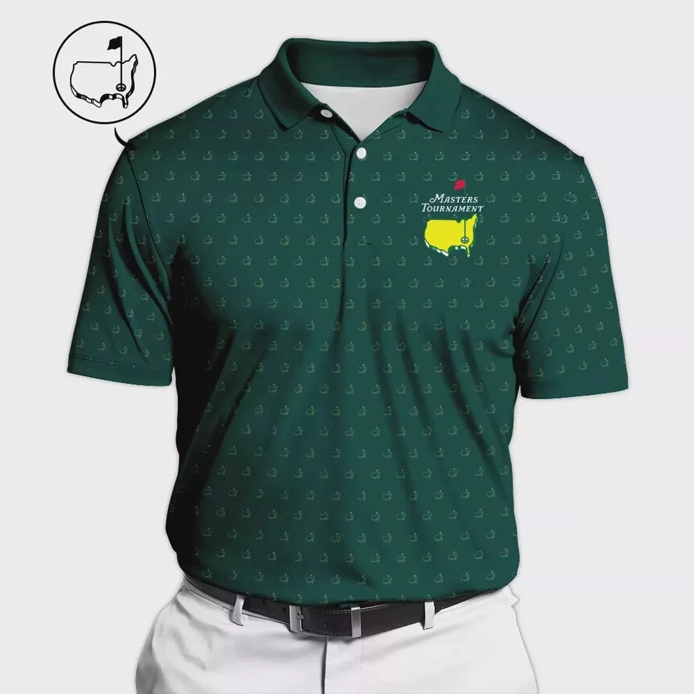 Masters Tournament Golf Polo Shirt Pattern Cup Dark Green Polo Shirt Gift For Golfer Dad