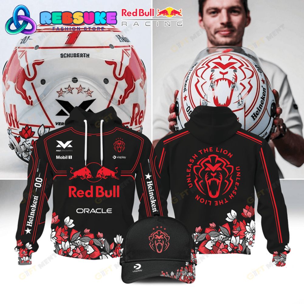 Max Verstappen 2025 Red Bull Unleash The Lion Hoodie Set Premium Merchandise