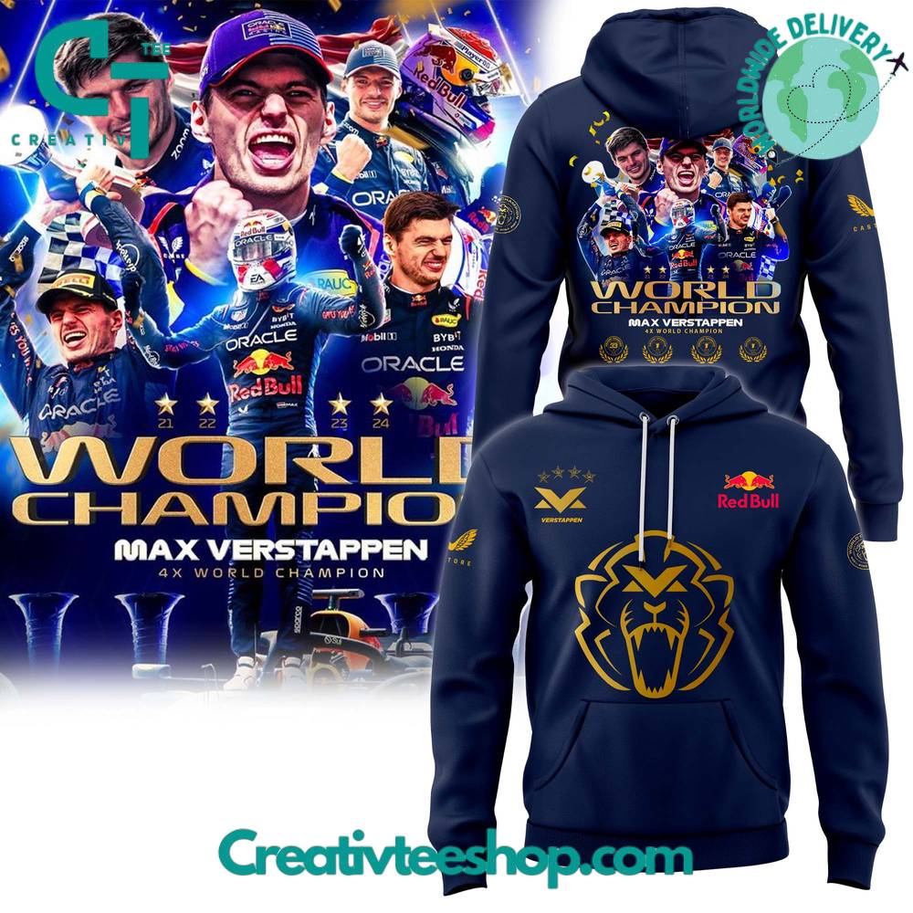 Max Verstappen World Champion 2024 4X World Champions Hoodie